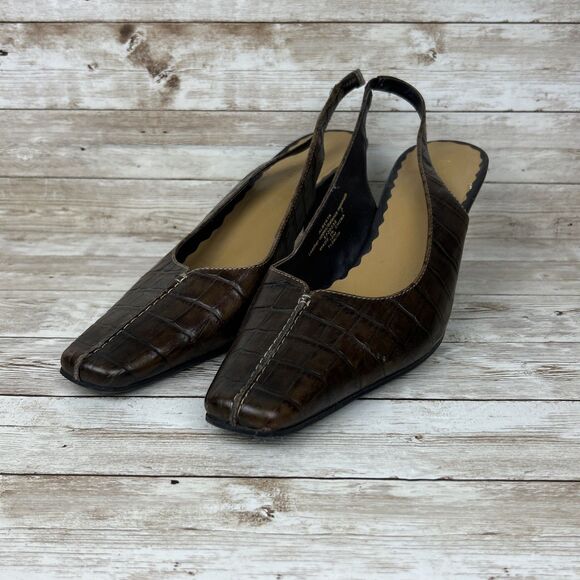 Liz Claiborne Flex Faux Alligator Slingback Womens Heels Size 10M - Picture 9 of 14